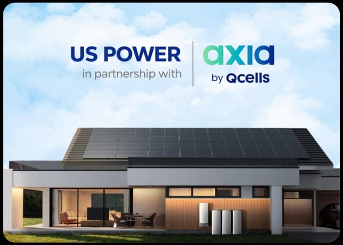 US Power in partnership with Axia by Qcells — home with solar panels