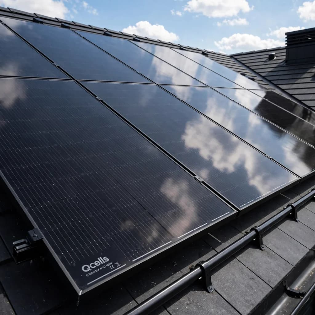 Qcells solar panels installed on a roof